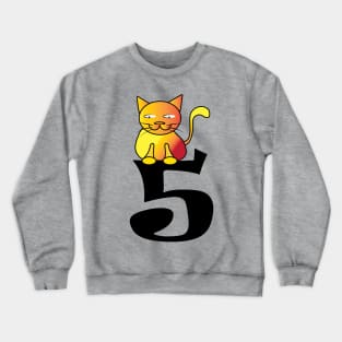 Gift for 5 Year Old Cat 5th Birthday Toddler Kids Girls Crewneck Sweatshirt